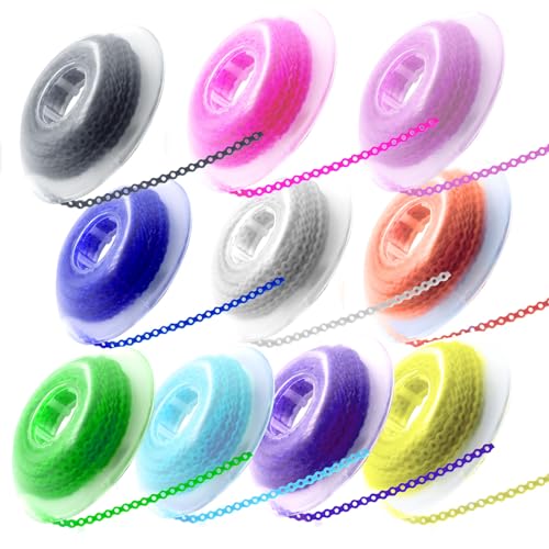 10 Rolls Orthodontic Braces Rubber Chains, Braces Power Chains consisted force in closed, short, long filaments chain in 15''spools (closed, 0.113’’(2.5mm) Mix colors closed, 0.113’’(2.5mm)