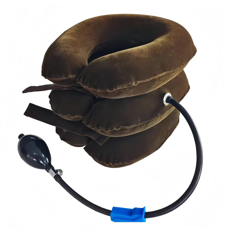 Cervical Neck Traction Device Inflatable Neck Stretcher, Easy to Use for Chronic Neck and Shoulder Pain Relief Traction Spine Alignment, Neck Cervical Brace Brown - BeesActive Australia
