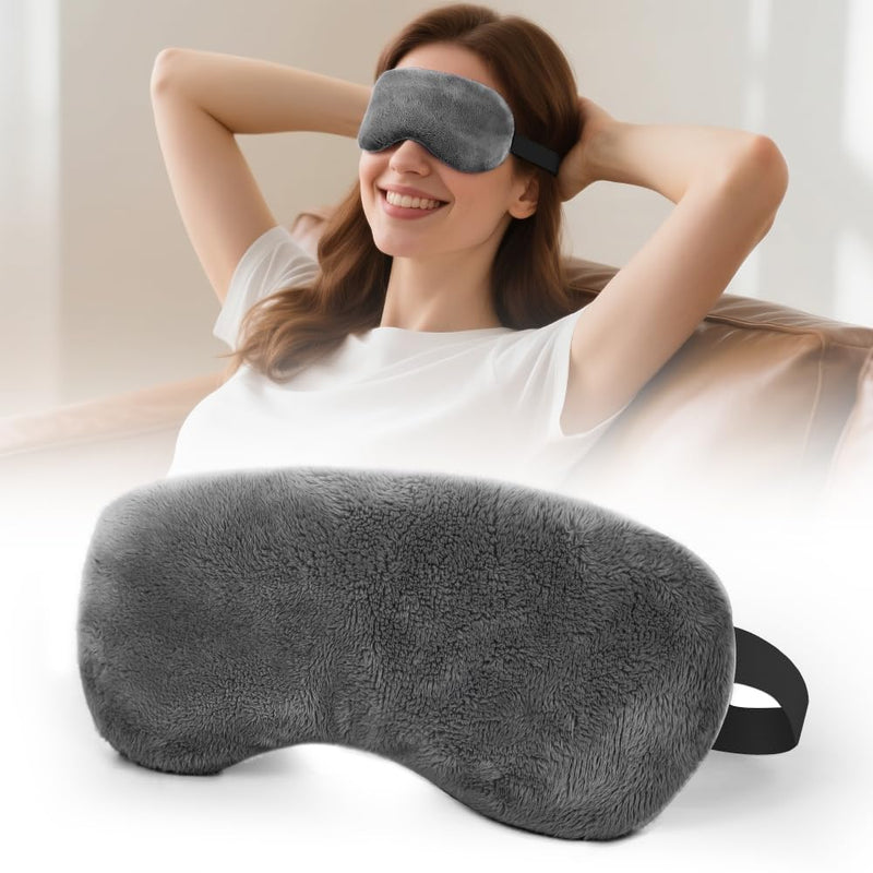 Microwave Heated Eye Mask, Steam Warm Compress for Dry Eyes, Work with Relieve, Blepharitis & Stye Treatment (Gray) Style 1 - Gray - BeesActive Australia