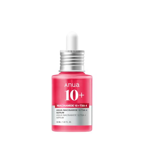 Anua Niacinamide 10 + TXA 4 Serum, Korean Skincare, 1.01 fl.oz | Dark Spot Care, Hyaluronic Acid, Tranexamic Acid, Lightweight & Hydrating All-in-One Daily Facial Serum for Glass Skin 1.01 Fl Oz (Pack of 1)