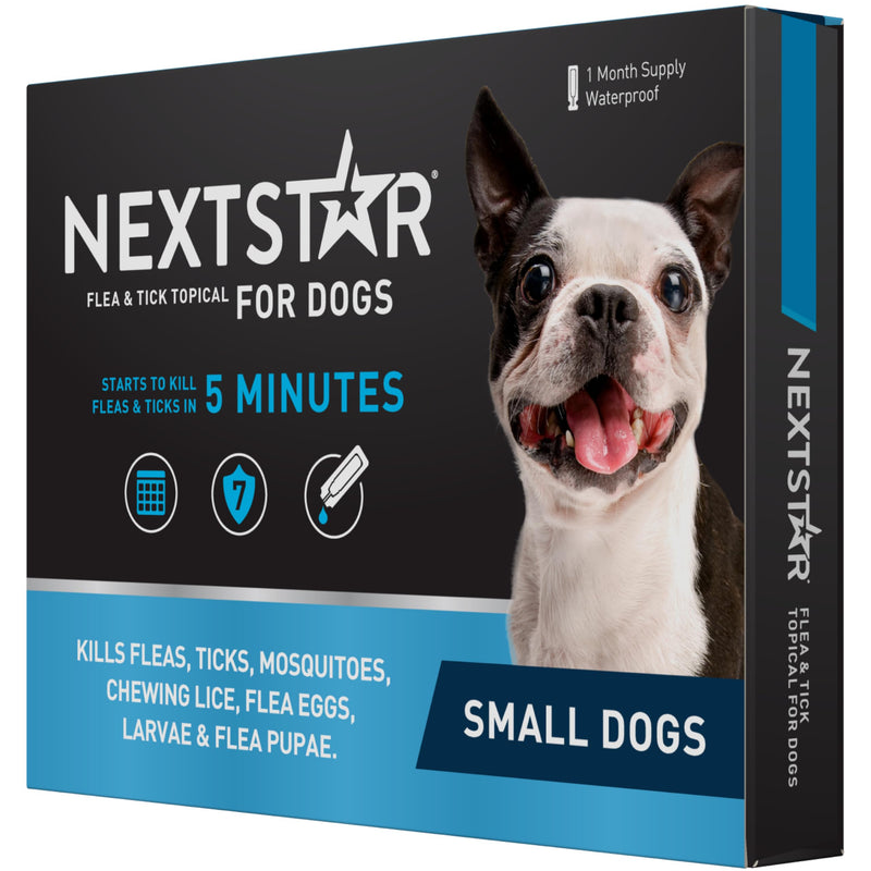 NEXTSTAR Flea and Tick Prevention for Dogs, Repellent, and Control, Fast Acting Waterproof Topical Drops for Small Dogs, 1 Month Dose Small Dogs (5-22 lbs) 1 Dose - BeesActive Australia
