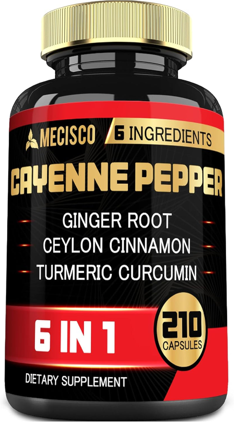 Cayenne Pepper Capsules - Ultra Complex with Cinnamon, Ginger, Cardamom, Hawthorn Berry - Support Digestion, Circulation & Overall Wellness (180 Count (Pack of 1)) 180 count (pack of 1) - BeesActive Australia