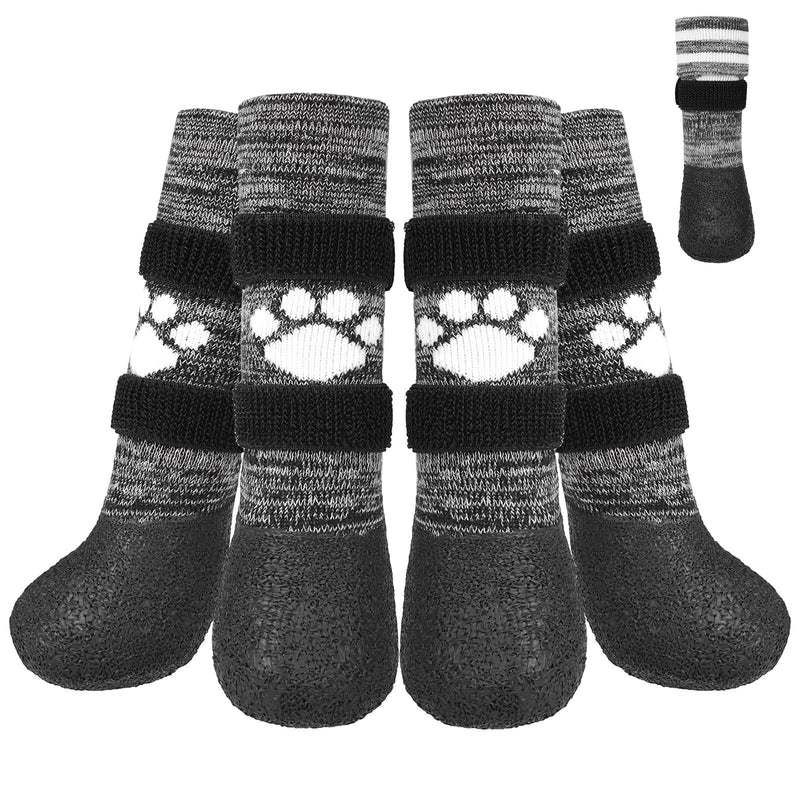 KOOLTAIL Anti Slip Dog Socks to Prevent Licking Paws for Hot/Clod Pavement,Waterproof Long Snow Dog Boots&Paw Protectors with Strap Traction Control for Hardwood Floor for Small Medium Large DogsXL Black with Paw Pattern X-Large - BeesActive Australia