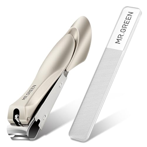 MR.GREEN Nail Clippers Stainless Steel Anti Splash Fingernail Cutter Manicure Tools Bionics Design Pedicure Scissor Nail Trimmer (Nail Clipper (Large)+Nail File) Nail Clipper (Large)+nail File
