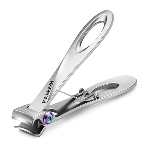 MR.GREEN Nail Clippers Wide Jaw Opening Stainless Steel Fingernail Clipper Thick Hard Toenail Cutter Manicure Scissors Tools (Nail Clipper (Large)) Nail Clipper (Large)