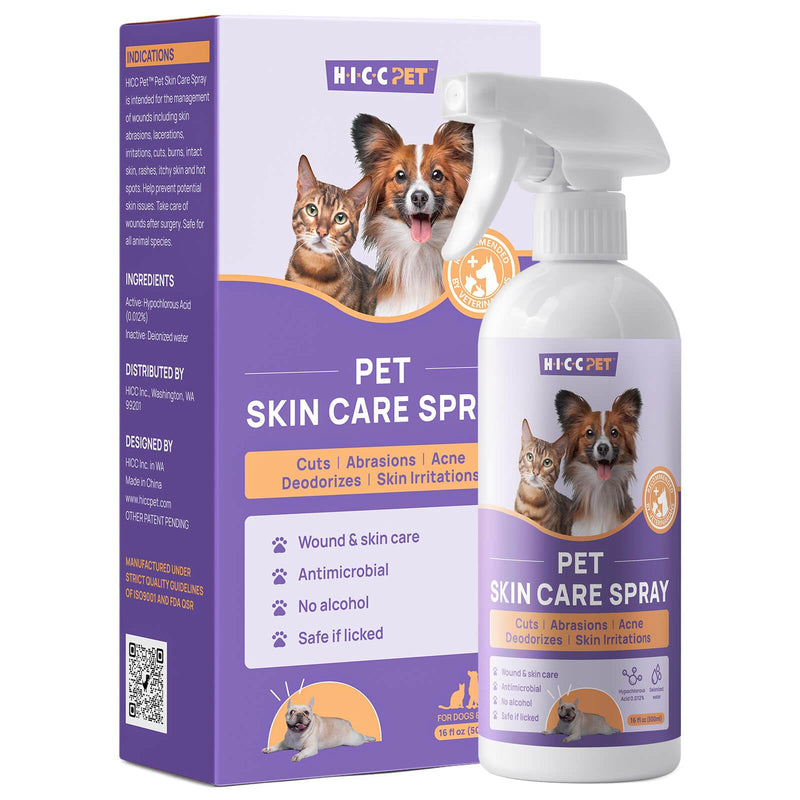 HICC PET Hot Spot Itch Relief Spray for Dogs, Cats - Pet Treatment Spray for Itchy, Irritated Skin, Allergy, Rashes - Lick Safe and Painless Wound Care Spray for All Animals 16 Fl Oz - BeesActive Australia