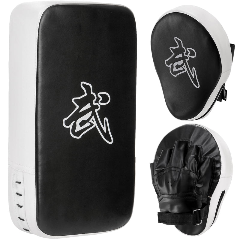 WUWEOT 2-in-1 Punching Mitts Kick Pack Set, Boxing Mitts Focus Pads and Taewondo Kick Pad, Adjustable Soft Shield Durable Training Pads Set for Boxing, Kickboxing, Karate, Muay Thai, MMA Training