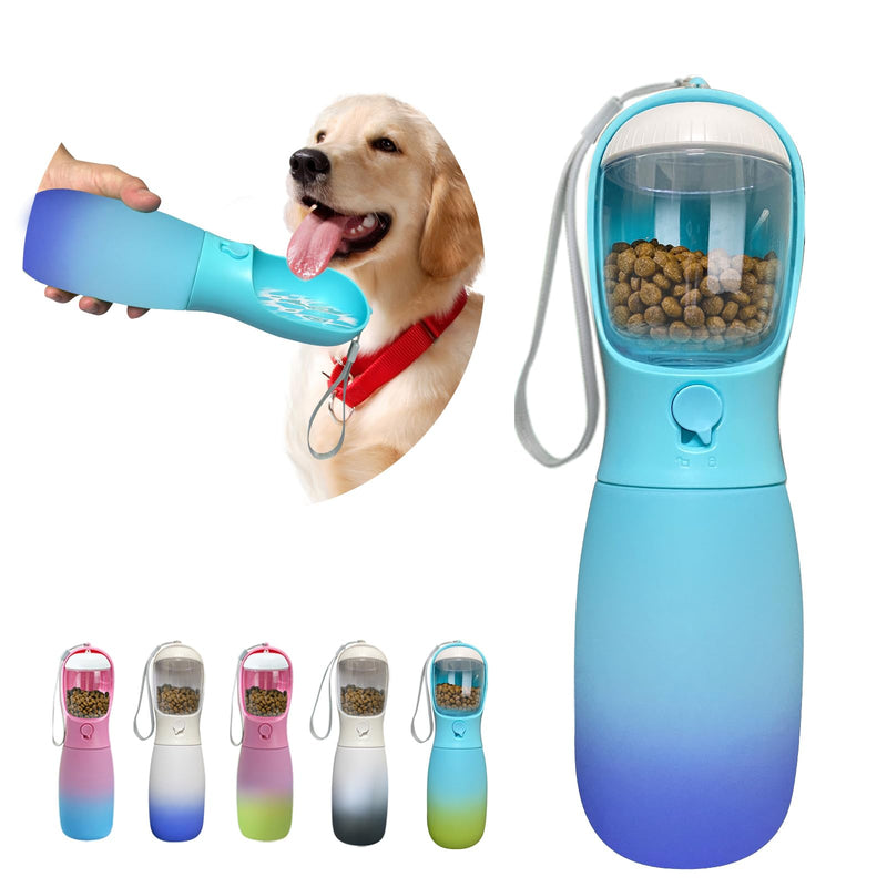 2-in-1 Portable Dog Water Bottle, Food Grade Travel Water Bottle for Dogs with Food Container, 19Oz Portable Dog Water Bowl Dispenser, Dog Birthday Gifts, Dog Accessories (Blue) Blue 19Oz - BeesActive Australia