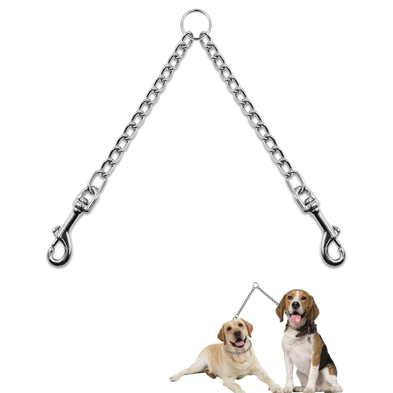 LOS ANDES Metal Double Dog Leash Chew Proof Chain Leash 2 Way No Tangle Coupler Dog Leash Extension Splitter Lead for 2 Small Dogs Walking (40cm) XS: 2.5mm*15.7inch - BeesActive Australia