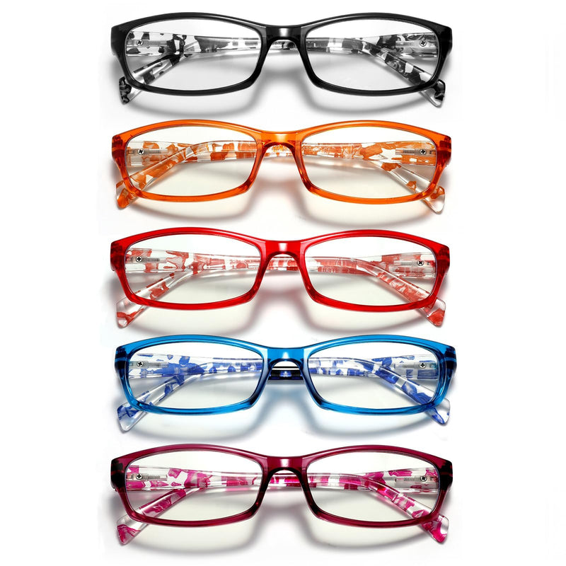 Reading Glasses for Women Men- Blue Light Blocking Spring Hinge Computer Readers Anti Glare UV Eyeglasses Clear Floral 2.5 x