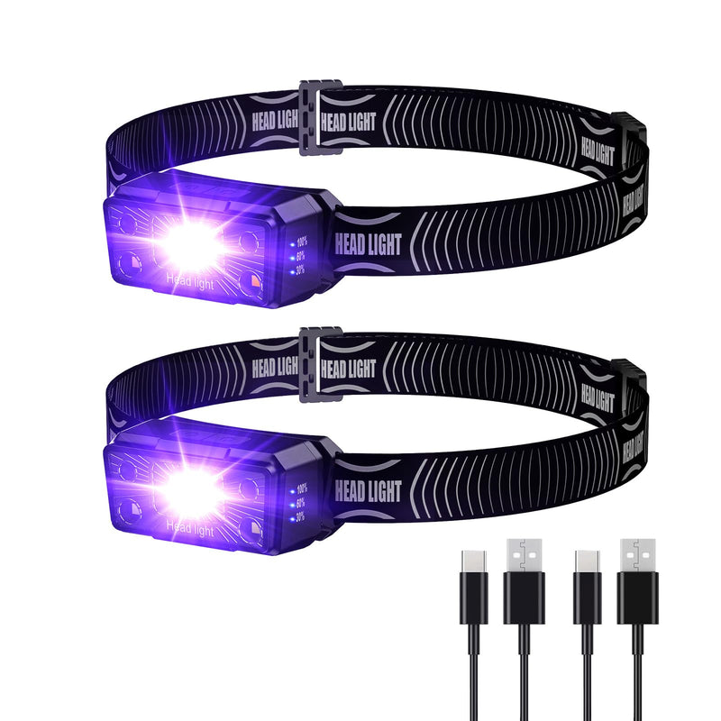 SEVENKA 2 UV Headlamp Flashlight Black Light, Rechargeable LED Hand Free Mini UV Blacklight 395nm Head Light with White & Ultraviolet Light, Detector for Pet Dog/Cat Urine Stains,Bed Bug,Scorpions - BeesActive Australia