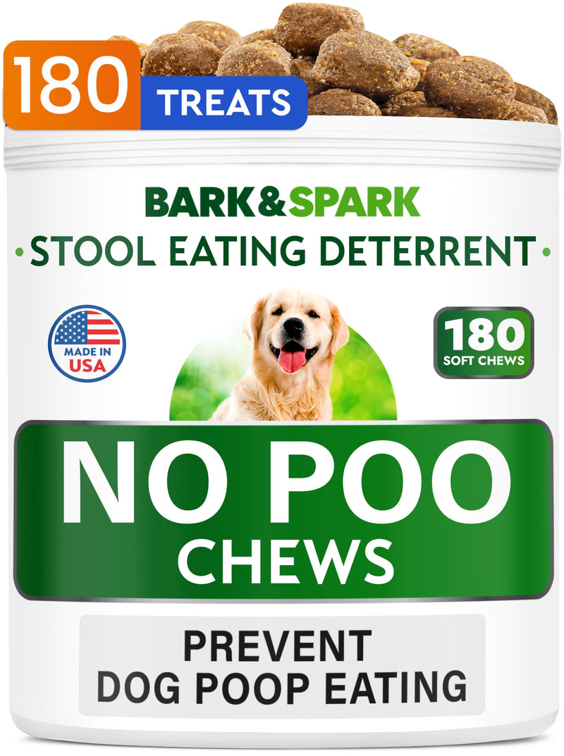 NO Poo Treats - Prevent Dog Poop Eating - Coprophagia Treatment - Stool Eating Deterrent - Probiotics & Enzymes - Digestive Health + Breath Aid - Made in USA - 180 Chews Bacon No Poo Chews - 180 Ct - BeesActive Australia