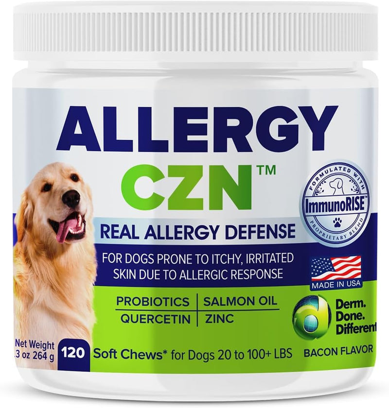 Allergy CZN - Itch and Allergy Chew for Dogs, Seasonal Allergies Anti Itch Dog Chewables with ImmunoRise Blend, 3 oz/120 Count - PawsPlanet Australia