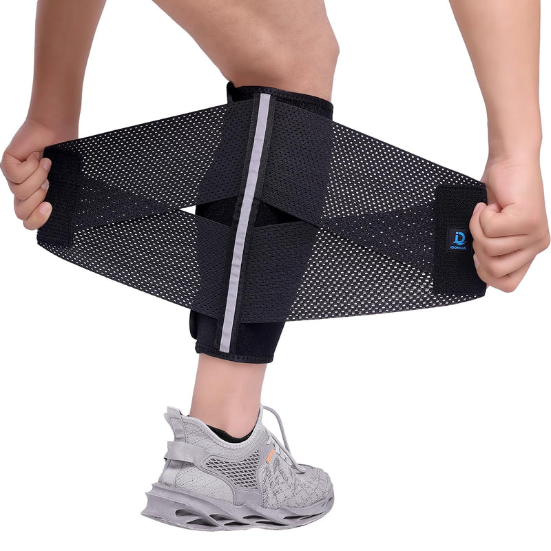 Calf Brace Compression Sleeve for Torn Calf Muscle fit Men & Women, Innovative 2 Layer Elastic Bandage for Legs adds Extra Pressure for Strain, Swelling, Cramps, Varicose Vein -S/M Black S/M