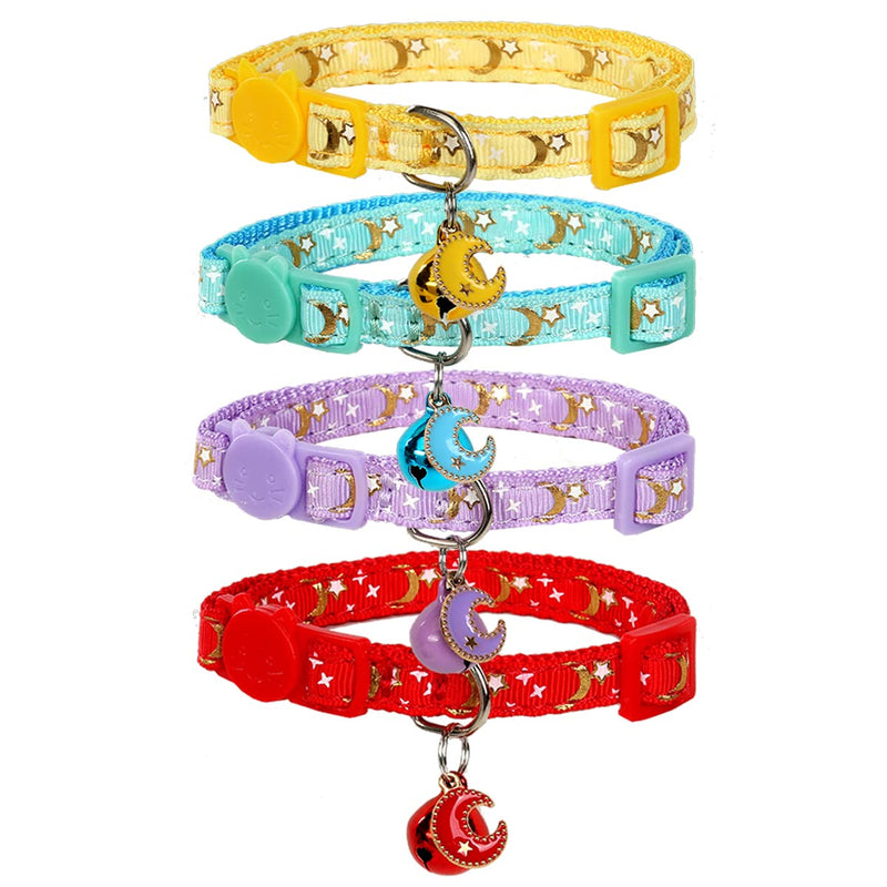 Yizepet Cat Collars with Bells, Breakaway Kitten Collar, Cute Kitty Collar in 4 Pack, Pet Supplies Accessories moon star - BeesActive Australia