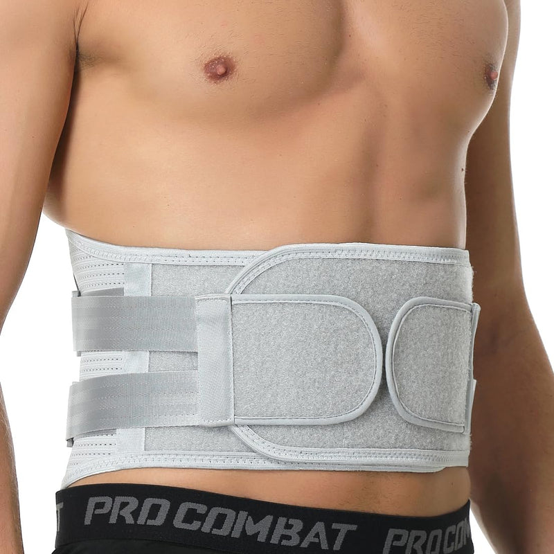 NeoTech Care Back Belt Support for Men or Women - Breathable & Adjustable Lower Back Brace - Double Pull Compression Straps (Gray, Size M) Grey - BeesActive Australia