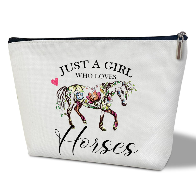 Makeup Bag, Women Horse Lover Cosmetic Bag, Cowgirl Equestrian Makeup Travel Bag, Horseshoe Gift for Animal Lover, Friend Besties Toiletry Case Pouch, Daughter Sister Travel Accessories Bag -16 Horses/2