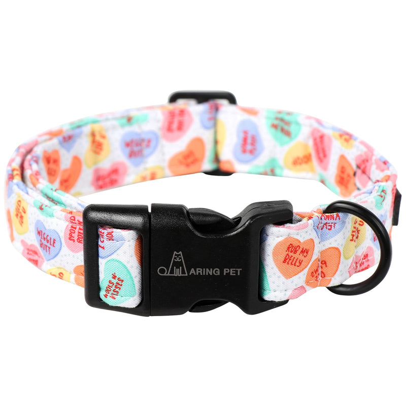 ARING PET Valentine's Day Dog Collar-Cute Cotton Heart Dog Collars, Adjustable Valentine Candy Heart Pet Collars Girl Puppy Collar with Quick Release Buckle Large Z:Candy heart - BeesActive Australia