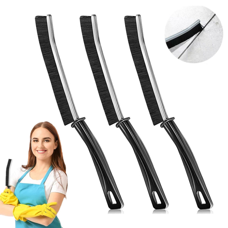 3Pcs Crevice Cleaning Brush Hard Bristle Crevice Cleaning Brush New Multifunctional Corners Cleaning Brush Tool Thin Gap Brush Grout Cleaner Brush Bathroom Kitchens Black1 - BeesActive Australia