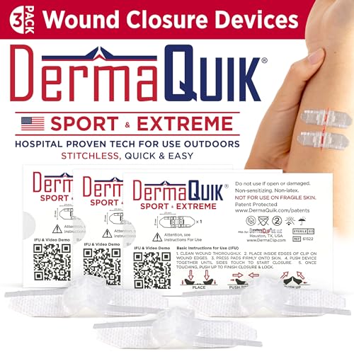 by DermaClip Extreme Wound Closure Device - 3 Pack Heavy Duty Emergency Laceration Repair Kit - Stitchless Zip Stitch & Butterfly Bandages Alternative for Sports, Hiking & Survival First Aid Extreme 3 Pack