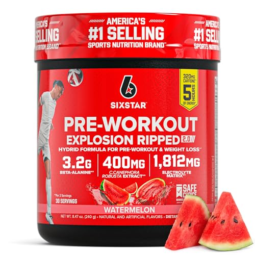 Six Star Pre-Workout Explosion for Men & Women, Watermelon (30 Servings) Watermelon V2 9.63 Ounce (Pack of 1)
