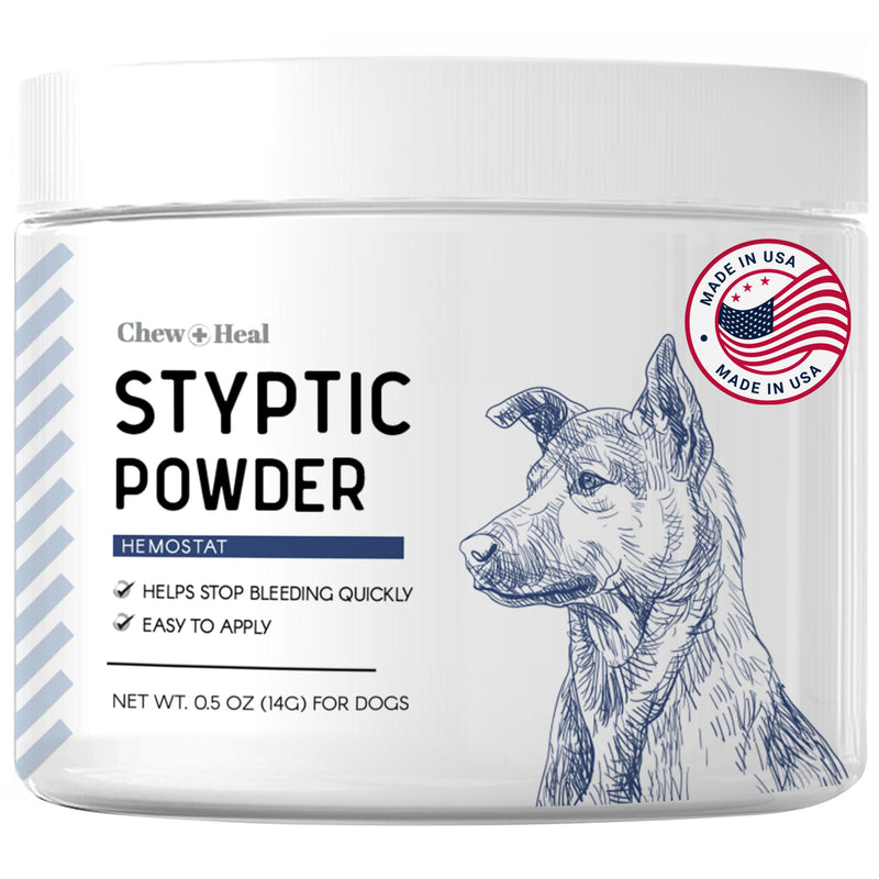 Chew + Heal Labs Styptic Powder for Dogs, Cats, and Other Animals - .5 oz - Quick Stop Bleeding Powder for Clipping Nails, and Other Minor Cuts - Blood Stop Powder - BeesActive Australia