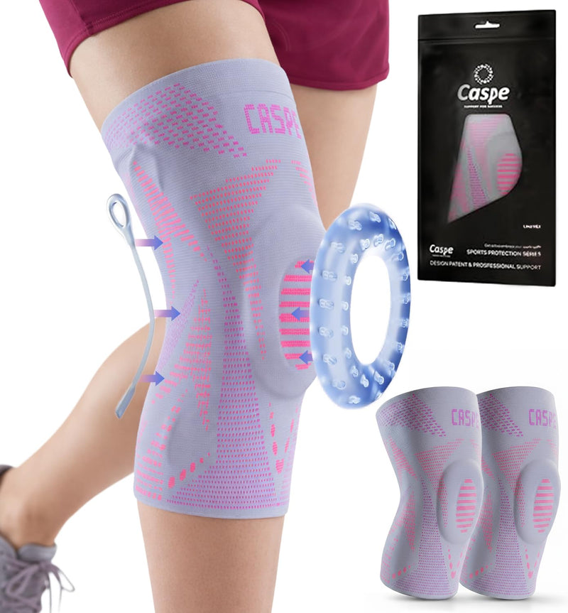 Caspe 1 Pack Compression Knee Brace for Women & Men – Pain Relief Support with Patella Gel Pads & Side Stabilizers – Knee Sleeve for Running, Workout & Arthritis (Pink, Small) Pink