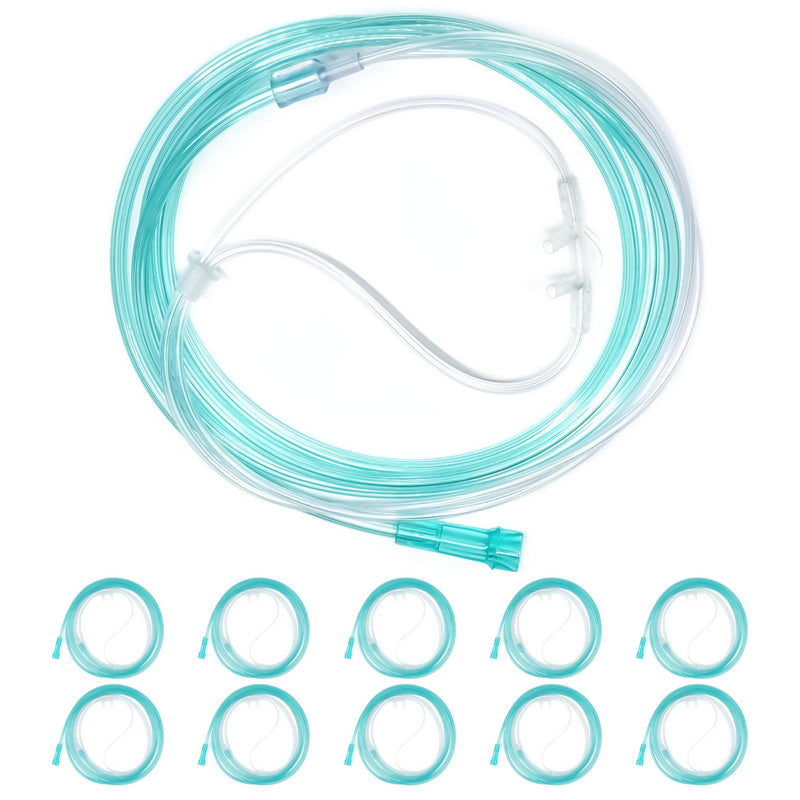 10 Pack High-Flow Ultra Soft Nasal Oxygen Cannula, Green Crush Resistant Tubing with Standard Connection 6.6 Feet - BeesActive Australia