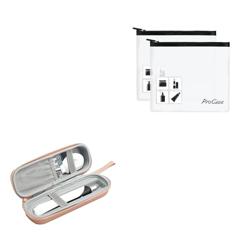 ProCase TSA Approved Fly Travel Toiletry Bag Makeup Pouch Bundle with Toothbrush Travel Case for Oral-B Pro 1000 1500 3000 5000 7000
