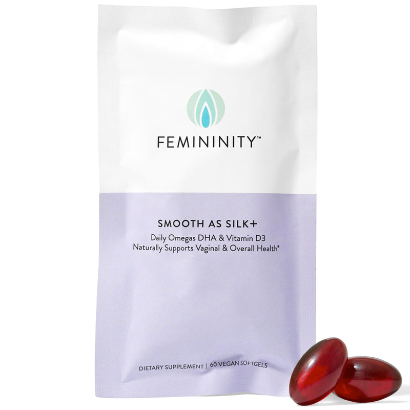 Femininity Smooth as Silk+ 30-Day Refill for Vaginal Dryness (60 Softgels) – Blend of Sea Buckthorn Oil, Vitamin D3 and Plant-Based Omega-3 DHA Refill Sachet (60 Softgels)