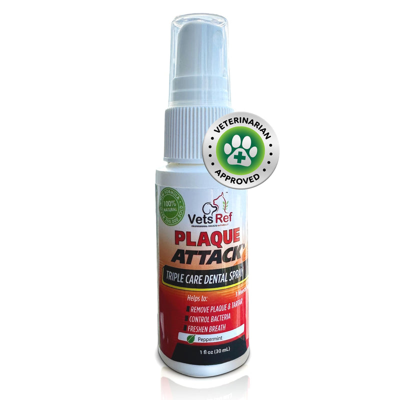 Pet Dental Spray, As Seen on TV, Eliminates Plaque & Tartar, Helps with Plaque and Tartar and Provides Instant Fresh Breath - Includes 3 Months' Supply of Peppermint Spray, 1fl. OZ (30ML) - PawsPlanet Australia