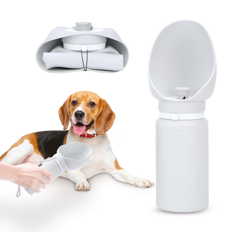 Dog Water Bottle, Collapsible, Lightweigh, Leak Proof Portable Travel Dogs Water Dispenser, Perfect Puppy Drinking Bowl for Outdoor Walking and Hiking, Pet Accessories, Silicone, 19oz, Gray Light Gray - BeesActive Australia
