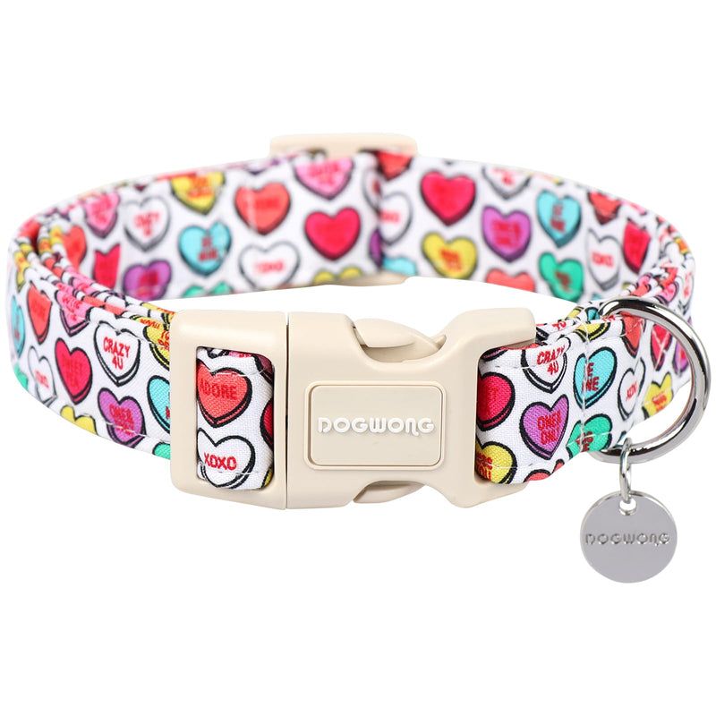 DOGWONG Valentine's Day Dog Collar, Adjustable Durable Heart Candy Dog Collar Cute Dog Collar for Small Medium Dogs Medium (Pack of 1) A: Heart Candy - BeesActive Australia