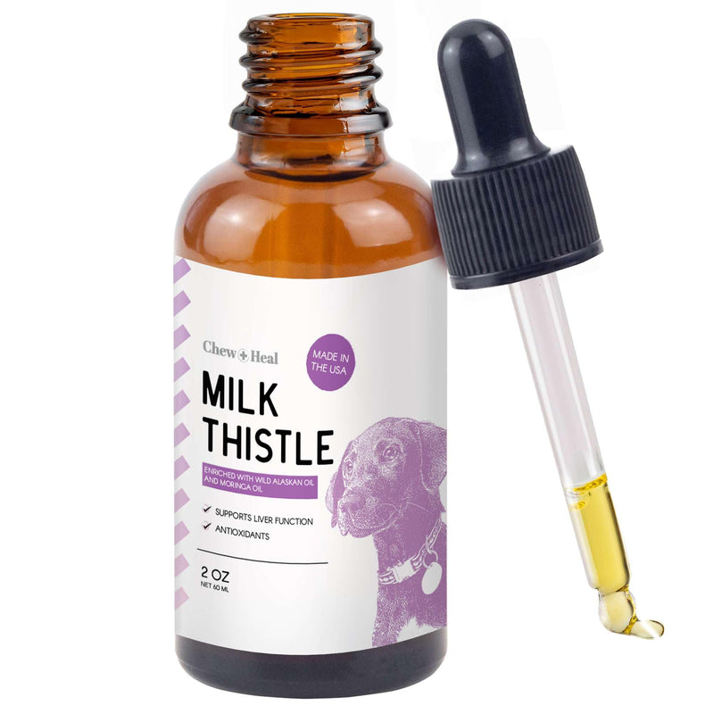Milk Thistle for Dogs Liver Support - 2 oz Liquid Milk Thistle Supplement for Kidney and Liver Support - with Wild Alaskan Salmon Oil and Moringa Oil - Made in USA - PawsPlanet Australia