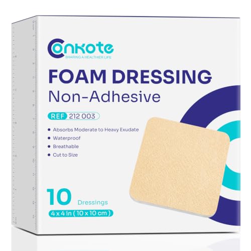 Conkote Foam Dressings Non-Adhesive Pads for Exudating Wounds 4"x4" 10 Pack 4'' x 4''Non-Adhesive (10 Dressings)