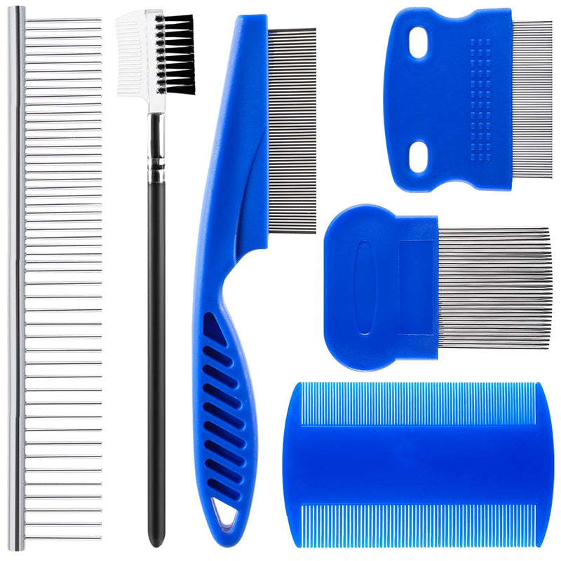 6 Pieces Dog Eye Combs Tear Stain Removal Combs Pets Grooming Combs Kit Flea Comb for Small Dogs Removing Knots Crust Mucus Blue - BeesActive Australia
