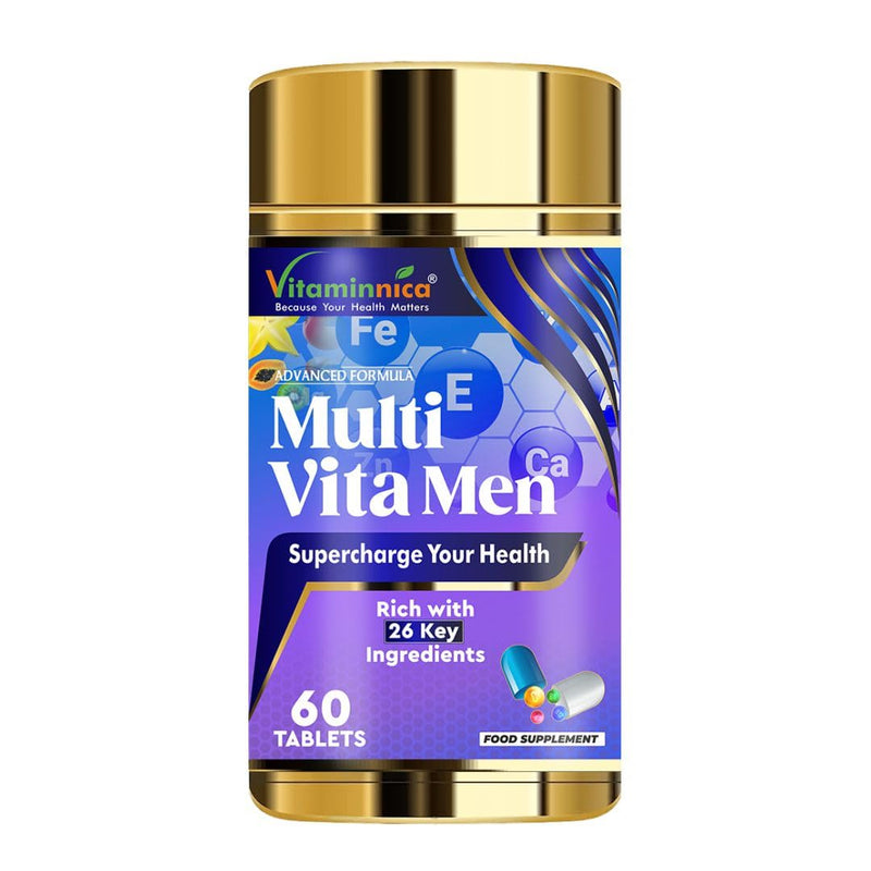 Vitaminnica Multivitamins for Men with Vitamin A & 28 Other nutrients for Overall Health & Immunity- 60 Tablets