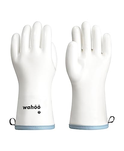 wahoo 12 Inch Liquid Silicone Oven Mitts,Heat Resistant Gloves,White,XL/10 White XL/10