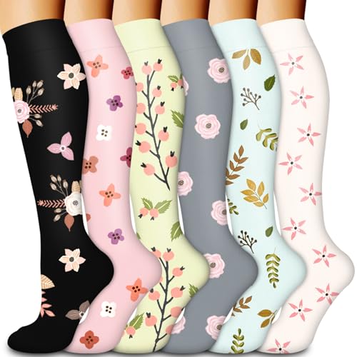 Laite Hebe Compression Socks for Women & Men Circulation(6 pairs)-Graduated Supports Socks for Running, Athletic Sports 01-Assorted28 Large-X-Large