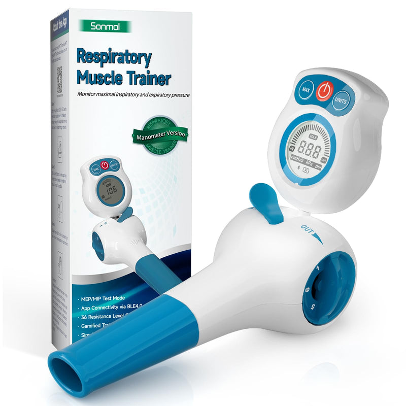Breathing Exercise Device for Lungs | Lung Trainer with Travel Case Natural Therapy | Breathing Trainer MEP Test with Digital Manometer | Lung Exerciser Device - BeesActive Australia