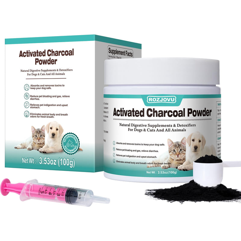 Activated Charcoal for Dogs, Cats, and All Pets, Charcoal for Dogs Poisoning, Digestive Health, Gas & Liver Support, Non-GMO, Gluten Free,3.53oz(Powder) 3.53oz - BeesActive Australia