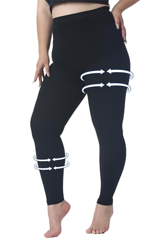 Plus Size 5XL Compression Pantyhose Footless for Women & Men 15-20 mmHg 15-20mmhg Footless Black 5X-Large