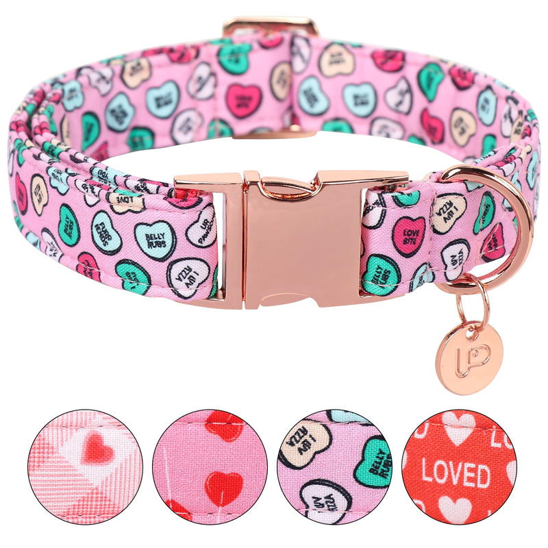 Valentine's Day Dog Collar, Heart Dog Collar for Small Medium Large Girl Boy Dogs or Cats, Wedding Dog Collar Match Dog Leash, Pet Collar with Metal Buckle, S, Neck 10-16in Colorfulhearts CC - BeesActive Australia