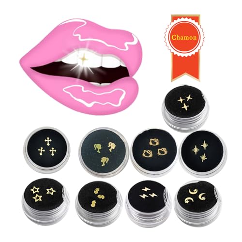 CHAMON 27Pcs Tooth Gems, Ultrathin Gold Plated Teeth Jewelry Teeth Jewelry