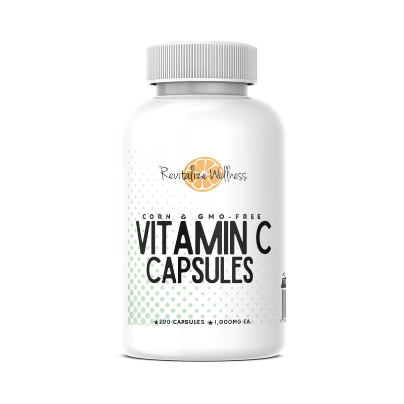 Vitamin C Capsules | Pure, Corn, & GMO-Free | 1000 mg Vitamin C Per Capsule | 200 Capsules