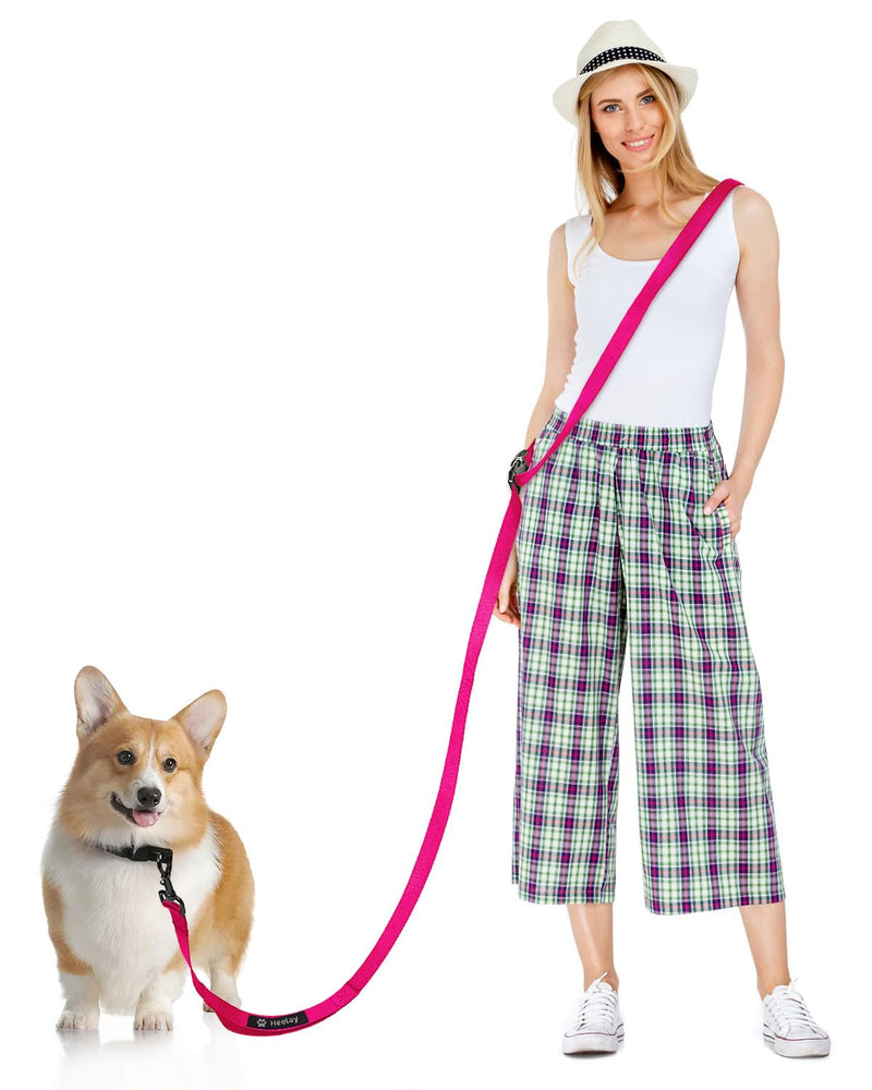 Hands Free Dog Leash, 8.2ft Multifunctional Crossbody Rope with Explosion-Proof Handle and Adjustable Training Hands Free Leash for Medium,Large Dogs Walking,Pink Rose Pink - BeesActive Australia