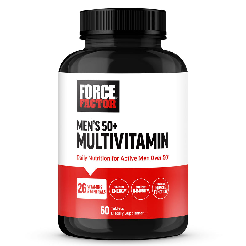 Force Factor Men’s Multivitamin 50 Plus, Multivitamin for Men | with 26 Vitamins and Minerals & Phytonutrients to Support Energy, Immune Health & Muscle Function, 60 Tablets Men's 50+