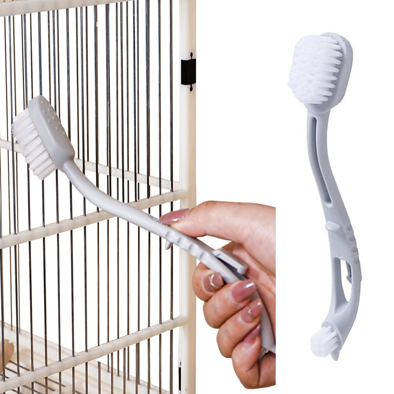 MANON ROSA Bird Cage Cleaner with Two Brush Heads Long Handle Tool for Cleaning Bird Parrot Cages Kennels Perches - BeesActive Australia