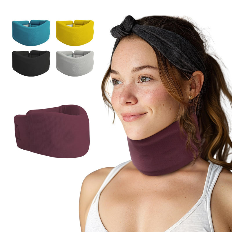 Neck Brace for Neck Pain Relief, Soft Cervical Collar for Neck Support, Adjustable Neck Support Collar for Travelling, Nap, Office, Relief of Neck Cervical Spine Pressure 3.5"Middle Height (Red) Red Large(13.4-15.3 Inch) - BeesActive Australia