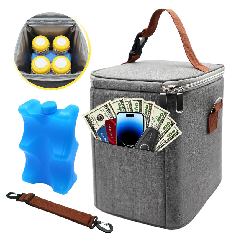 Breast Milk Cooler Bag with Ice Pack - Insulated Bottle Bag Bottle Cooler Bag Fits 4 Bottles Up to 9 Ounce - BeesActive Australia
